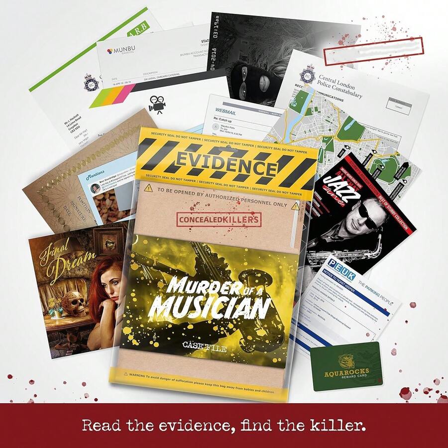 Unsolved Mystery Game - Cold Case File Investigation - Detective Clues/Evidence - Solve The Crime - Individuals, Date Nights & Party Groups - Of A Musician - Multicolor - View 1