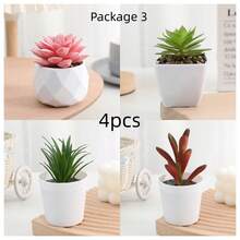 人造绿色植物迷你盆栽，复古仿苔藓塑料花盆，DIY泡沫花束盆栽，人造杜鹃花，家居卧室装饰，多肉植物盆栽，桌面摆件家居装饰 - A - 查看 6