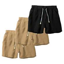 Set Of 3 Premium Linen Shorts For Men - Luxury Beachwear - 香檳色 - 查看 1