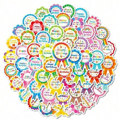 56 de autocolante creative impermeabile colorate pentru La mulți ani, pentru laptop, computer, carcasă de telefon, desktop, ușă, sticlă de apă, chitară, skateboard, bagaje, autocolante DIY pentru decorarea contului, autocolante personalizate, autocolante fără urme, consumabile pentru scrapbooking, autocolante amuzante, consumabile pentru scrapbooking Kindle