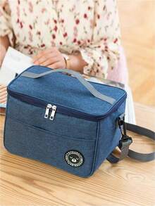 大容量洗漱包，带提手和肩带；加厚防水午餐包，适合学生；可重复使用的手提袋，适合教师、学校、班级、大学、学校用品、办公室、野餐、徒步旅行、沙滩等场合使用。 - 彩色 - 查看 3