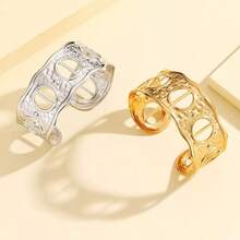 Elegant And Adjustable Women's Bracelet, Open, In A Teardrop Shape, Plated In 925 Sterling Silver Or 18K Gold. - Ouro + prata - 查看 2
