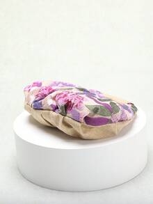 SCULPTEDSTYLE BAGS 1pc Colorful PVC Sequin Contrast Mesh Embroidered Floral & Leaf Pattern Cloud Pleated Handbag, Fashion Summer Vacation Style For Women (Floral Pattern Randomly Sent) - Mauve Purple - View 7