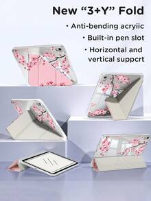 樱花图案平板电脑保护套，兼容 iPad Air 8 (M4) 2026 (11 英寸)、Air 8 (M4) 2026 (13 英寸)、Air 11 英寸 M3 2025/M2 2024、Air 第五代 2022、(A16) 11 英寸第十一代 2025、Galaxy Tab、Kindle Paperwhite 第十二代 2024。透明背板搭配时尚图案，支持自动休眠/唤醒功能，内置气垫保护，适合作为礼物或办公用品。 - 粉色 - 查看 6