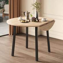 Folding Dining Table, 100 X 100 Cm, For 2-4 People, Round Metal Legs, Folding Table, Ideal For Small Apartments, Oak Color