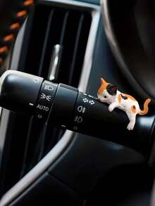 Cute Cat Dashboard Decor Ornament, Car Interior Accessory, With Vivid Eyes, Soft Plastic Car Rearview Mirror And Dashboard Decor, Suitable For Girls, Women - Rearview Mirror Decor, Fun Design, Plastic - A - View 4