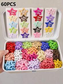 30/60/90件/套彩色星星发饰，简约可爱，表面闪亮，包含发夹、发卡、刘海夹和散发夹，适合日常使用。 - 彩色 - 查看 9
