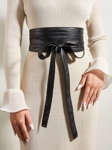 1pc Plus Size Black Waist Cincher Belt, Elegant Match For Evening Gown, Formal Dress, Wedding, Party, Gift Summer, School Fall, Autumn, Halloween - 黑色 - 查看 2