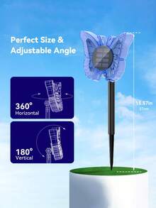 户外太阳能蝴蝶灯 - 变色 3D 发光 - 二合一 壁灯/地灯 - 防水花园装饰灯，适用于庭院、草坪、院子、围栏、后院装饰（红色） - 彩色 - 查看 11