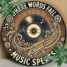 1PC 8x8inc2D Vintage Round Metal Sign "The Sound Of Music", Suitable For Home, Bar, Cafe And Garage Decor, Wall Art With Hole Positions As Shown In Size Chart- Minimalist Monstera Leaf Wall Decor For Living Room, Bedroom & Office | Wall Decor, 2D Wall Art, Minimalist, Home Decor, Wall Sculpture, Black Metal,Office Desk Accesorries,Wall Decor,-Metal Wall Art, Tin Sign, Metal Wall Decor, Black Metal Wall Art, Metal Wall Sculpture, Vintage Metal Sign, Abstract Metal Wall Art, Metal Flower Wall Decor, Geometric Metal Wall Art, Metal Plaque - Nhiều màu - Xem 6