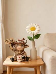 可爱咖啡牛雕塑套装 - 趣味树脂装饰品，适用于客厅/办公桌，咖啡主题家居装饰，创意桌面摆件礼品，适用于客厅、卧室、书房、婚礼派对、节日氛围、情人节、结婚礼物、最佳节日礼物、展示架装饰、生日礼物、毕业礼物 - 多色 - 查看 9