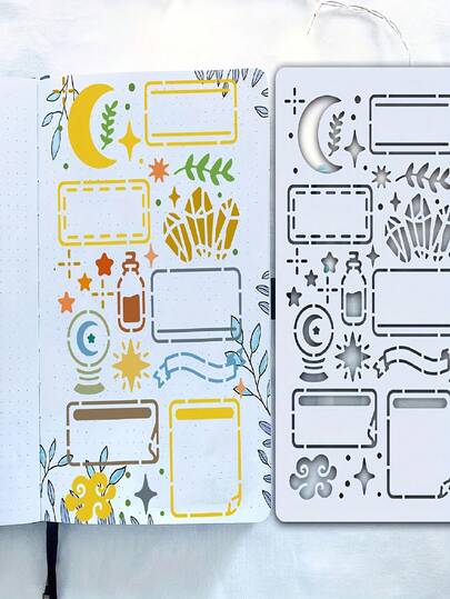 15pcs Diary Stencil Set, 4x7 Inches (10.16x17.8cm), Reusable Washable Plastic Stencils For DIY Crafts, Fabric, Wall, And Journal Decoration