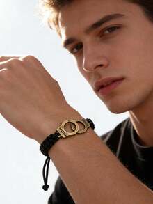 2件/套 新款友谊卡片手链，创意欧美风合金手铐编织手链“Fredoom” - 手鍊 - 查看 1