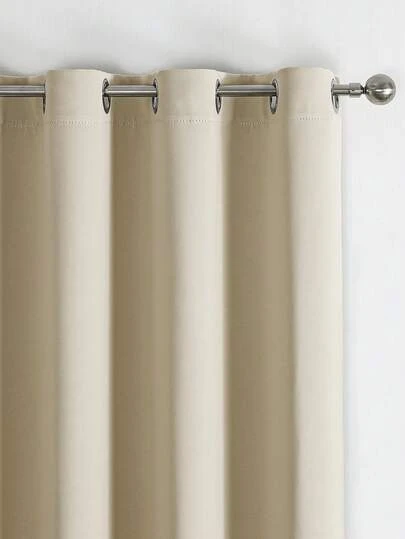 1 tấm rèm cửa bằng polyester màu trơn, cản sáng, cách nhiệt, dùng trang trí phòng khách/phòng ngủ, màu be.