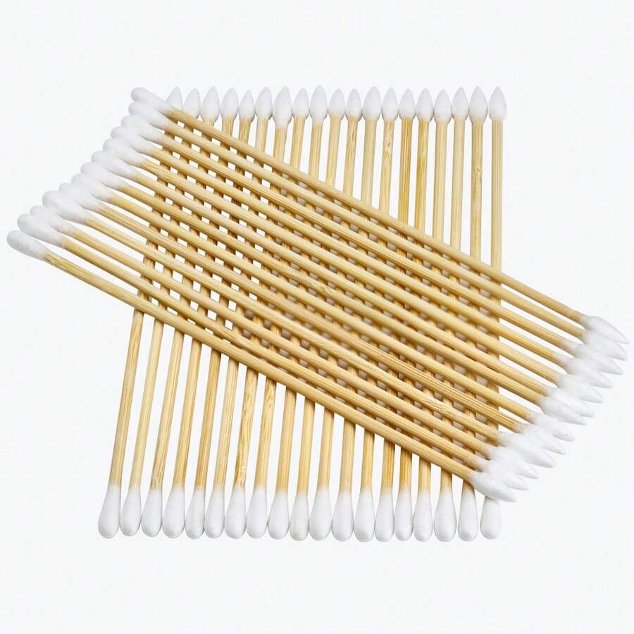100/200支装 6英寸双头棉签，键盘清洁棉签，坚固竹签杆，柔软吸水棉，适用于清洁狗耳朵、相机镜头、化妆品和生产用品。