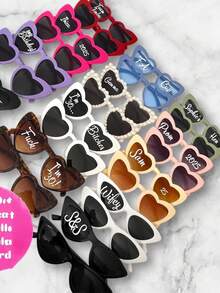 Personalized Glasses, Wedding/Heart-Shaped Glasses, Wedding Glasses, Bridesmaid Gifts, Bachelorette Party, Wedding Party, New Fixed Single-Piece Glasses, Bridesmaid Supplies, Bride Gift Items - Multicolor - View 3