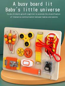 Children's Multifunctional Montessori Early Education Wooden Toys, Puzzle Balloon Busy Board Lock Learning Aids - Multicolor - View 12