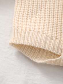 Infant Minimalist Bear "One" Letter Embroidery Knit Suspender Romper, Casual Versatile, Suitable For Daily Wear - Apricot - View 4