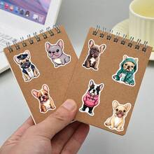 50张卡通法国斗牛犬涂鸦系列贴纸，适用于剪贴簿、日记、笔记本电脑、水瓶、汽车和其他信仰主题设计，带有积极信息的礼物 - 彩色 - 查看 3