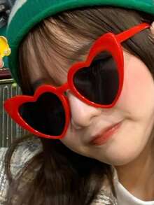 10pcs Cute And Interesting Heart-Shaped Decorative Fashion Glasses Both Men And Women, Suitable Wedding Parties, Dance Parties, Etc., In White Color, - 綠色 - 查看 4