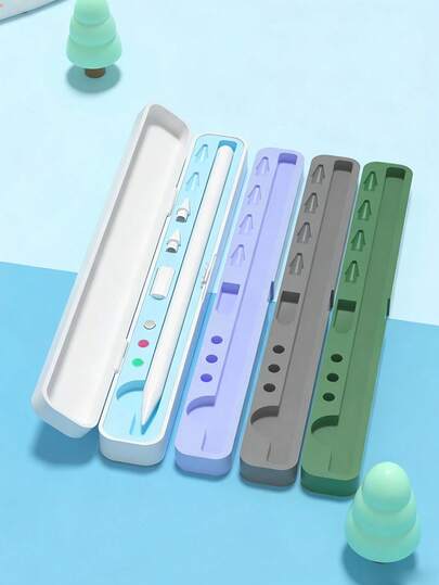 1 个触控笔收纳盒，防摔笔盒，电容笔保护套，硅胶笔盒，兼容防水防刮保护套，触控笔防水套，防震 Apple Pencil 收纳盒。