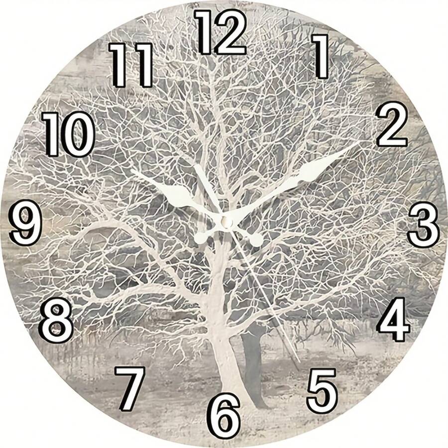 A Decorative Silent Wall Clock Designed With A White Tree Branch, Suitable Home Decor And As A, Powered By AA Batteries. - 12吋/30厘米 - 查看 1