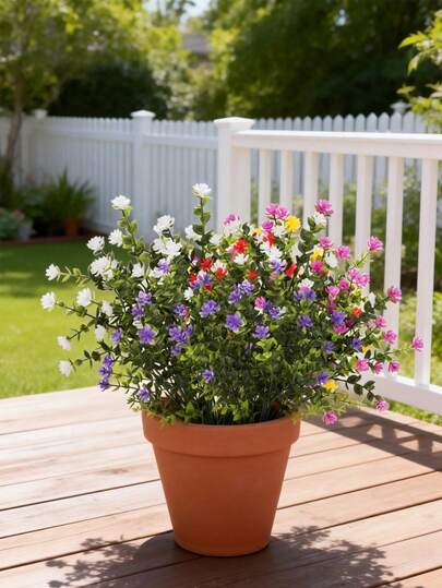 1/6件装仿真花卉植物，增添户外空间美感，抗紫外线逼真丝绸花卉，色彩鲜艳，大包装，适合户外装饰，仿真花束，逼真户外外观，抗紫外线仿真花卉植物，适合花盆、门廊、庭院、花园、家居