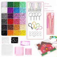 24 Colors Fuse Bead Kit DIY Handmade Keychain Gift, 2.6mm Fuse Beads With Pegboard, Ironing Paper, Chain, Accessories, New Year & Birthday Present - Multicolor - View 11