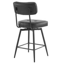 2Pcs Black PU Swivel Bar Stools With Button-Tufted Backrest And Metal Legs - Black - View 9