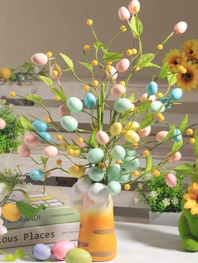 Easter Picks Artificial Egg Stems With Berries For Easter Home Decor And Flower Arrangement