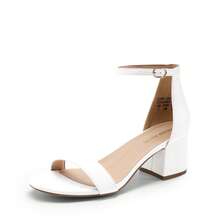 Women Chunky Low Heeled Sandals Elegant  Open Toe Ankle Strap Heeled Sandals With Buckle Closure For Prom Wedding Party Daily Wearing - trắng - Xem 2