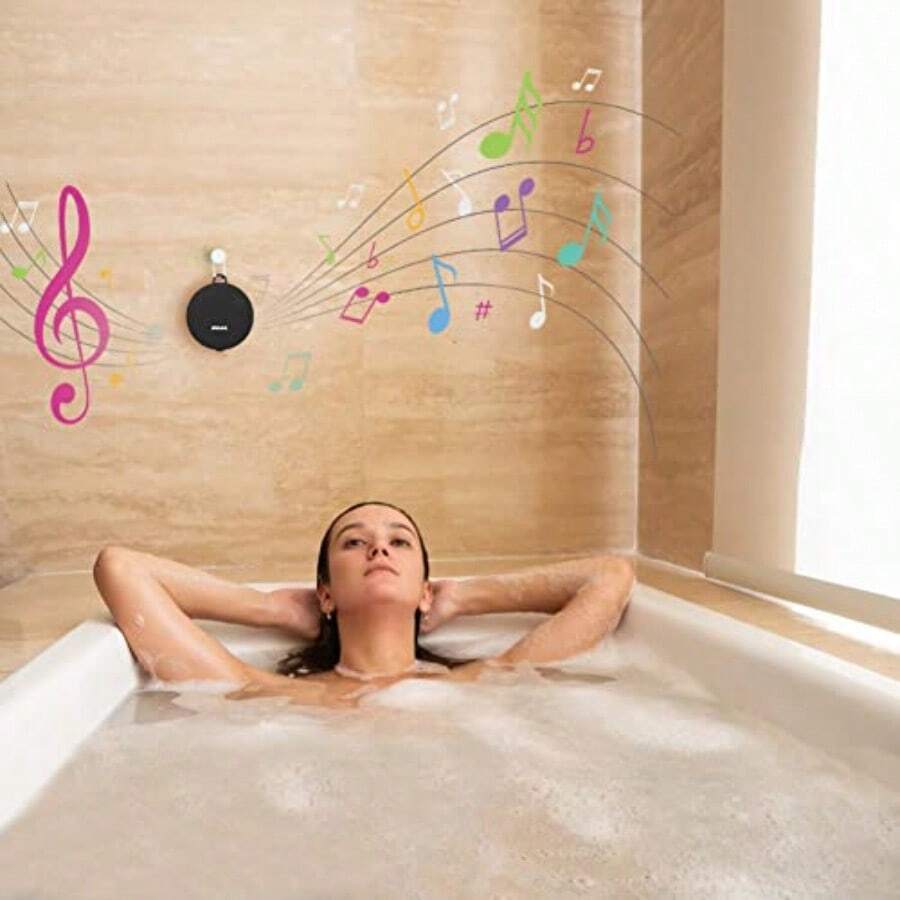 Inwa - Altavoz de ducha Bluetooth IPX7 impermeable altavoces inalámbricos TWS micrófono integrado con Bluetooth 5.0 modo de tarjeta TF tiempo de reproducción de 12 horas altavoces portátiles para - como en la foto - Ver 1