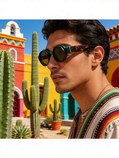 1pc Men's Round & Square Frame Minimalist Fashion Glasses , Suitable For Driving, Travel, Casual, Outdoor Activities And Daily Wear, Streetwear Style, Matching Sweaters, Jackets, Hoodies, Leather Pants And Cargo Pants, Ideal For Summer Beach Vacation, Outdoor And Travel Use.