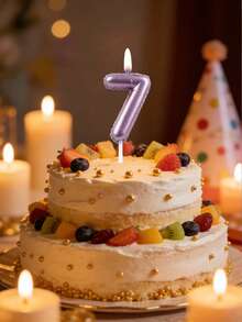 0-9数字蜡烛、紫色和粉色生日蜡烛、彩色数字蜡烛、生日蛋糕装饰、派对和周年纪念用品、主题生日派对蛋糕装饰、生日派对配件 - 彩色 - 查看 9
