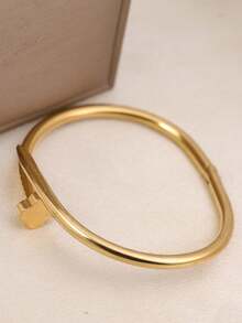 4/1 pieza Set de pulseras de lujo doradas, pulseras grabadas geométricas, accesorios versátiles adecuados para uso diario, regalo del Día de San Valentín, regalo para amigos y novias - Dorado - Ver 8