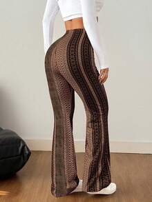 AITYI Studio 女士复古印花修身休闲裤，舒适轻盈，适合日常穿着、户外运动，打造波西米亚风情，Y2K 性感海滩度假装扮，也适合独立日、毕业典礼、情人节、骄傲月、复活节、音乐节、新年等场合。 - 棕色 - 查看 5