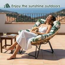 Rocking Chair Cushion,Waterproof Wicker Egg Chair Replacement Pad, Hammock Chair Pad, Oversized Multifunctional Wicker Egg Lounge Chair Soft Cushion,Thick Papasan Seat Cushion With Ties For Indoor & Outdoor Patio, Porch, Balcony, Garden Patio Outdoor Rocking Chair Living Room, Comfy Modern Cozy Lounge Rocker Chair Cushion For Balcony Porch Patio - 嫩芽綠色 - 查看 10