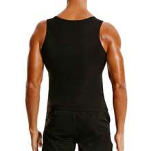 Black & Blue Coated Men's Sauna Sweat Vest, Neoprene Waist Trainer For Weight Loss - Black - View 2