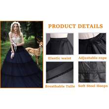 Women Crinoline Petticoat A-Line 4 Hoop Skirt Tutu Tulle Slips Long Underskirt For Wedding Bridal Dress Ball Gown - Multicolor - View 10