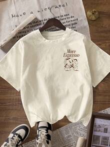 更多 Espresso Coffee Club 图案宽松圆领短袖 T 恤，女士休闲夏季