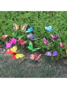 5/10/30/50 piezas Decoraciones de mariposa, estacas de mariposa oscilantes DIY creativas de PVC resistente al agua, estacas de jardín de mariposas simuladas, con varillas de resorte adecuadas para interiores/exteriores, decoración de Navidad en el patio - Multicolor - Ver 5