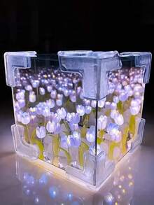 20pcs DIY Tulip Night Light, Cute Pink Flower Lamp, Battery Powered, Artificial Tulip Flower Mirror, Gift For Girlfriend, Bedroom Decor, Room Decoration - Warm Light - View 11