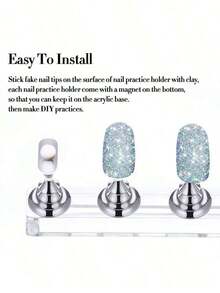 Nail Stand For Press On Nails Display, Magnetic Fake Nails Holder For Painting Nails Practices, Beginner Acrylic Nail Art Kit Accessories, Nail Salon Equipment And Decor,Nail Supplies,Nail Tools,Nail Art Tools,Back To School,Nails,Nail Tools For Press On Nails - 黑色 - 查看 9