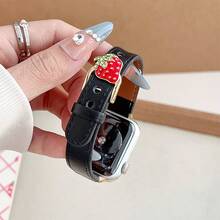 1pc Women's Leather Strawberry Buckle Band, Compatible With 42mm, 38mm, 40mm, 41mm, 44mm, 45mm, 46mm, 49mm Series, Fashionable Smart Watch Replacement Strap, Suitable For Ultra2, Ultra SE2, SE 11, 10, 9, 8, 7, 6, 5, 4, 3, 2, 1 - Pink - View 2