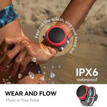 ANCwear - Bocinas portátiles Bluetooth mini bocina inalámbrica con mejores graves sonido HD micrófono tiempo de reproducción de 9.5 horas resistencia al agua IPX6 para exteriores TWS-azul - TWS-rojo - Ver 2