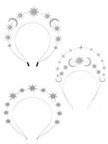 3件/2件/1件 太阳女神三层星月圣诞发箍，万圣节发饰，波西米亚风发箍发圈 - 彩色 - 查看 11