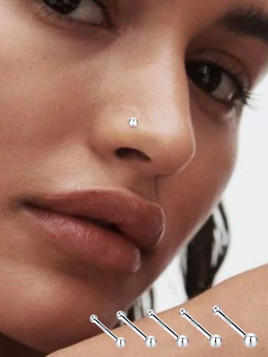 925纯银极简小圆鼻钉（女士款） - 單隻鼻釘 - 查看 1