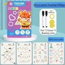 2025 New Classroom Edition Reusable Magic Practice Book Set For Kids, Numeric & Alphabet Writing Training, Pen Control & Drawing Educational Workbook, Learning Writing Skills Development - Multicolor - View 5