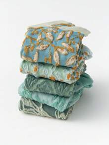 5/10双装 女士透气吸湿压花时尚短袜，春夏款 - 彩色 - 查看 5