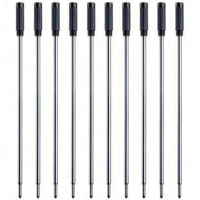 10pcs Refill Ballpoint Pen Ink Cartridges, Black/Blue Ink, 1mm Medium Tip, Universal Replacement